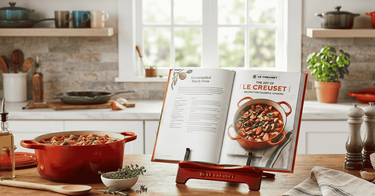 le creuset recipe book stand