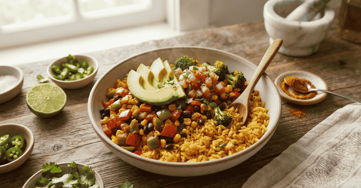 Build a Sazon Vegetable Rice Bowl
